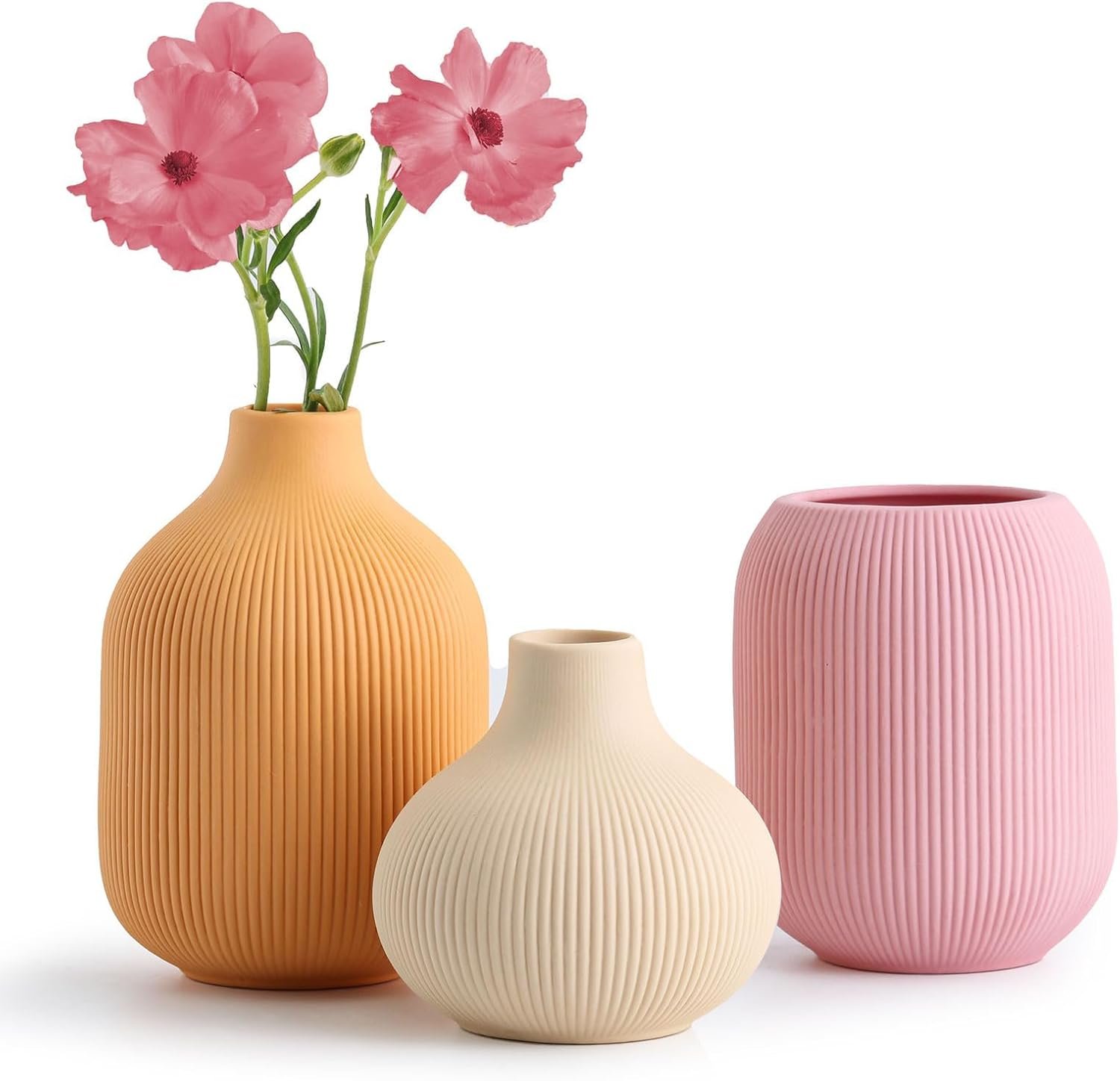 Ceramic vases, small bohemian style vase set, suitable for home décor, modern minimalist farmhouse style decoration, decorative vases